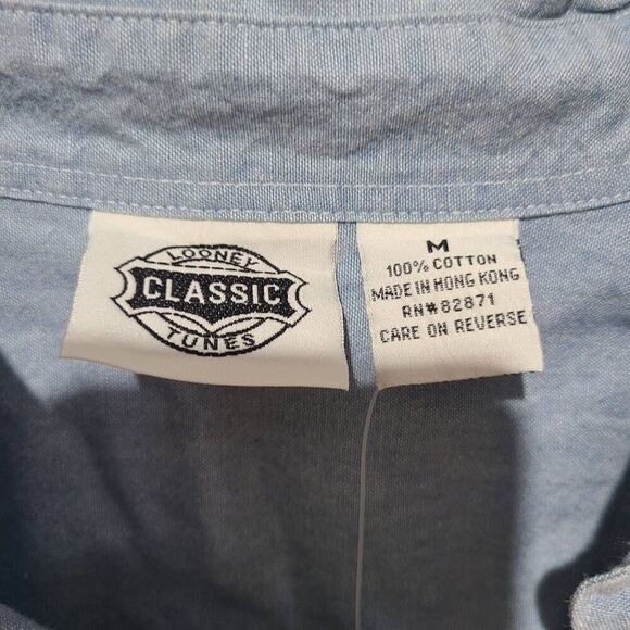 Vintage Looney Tunes Warner Bros Studio Store Men's Denim Shirt Size M 1996 - Picture 8 of 12